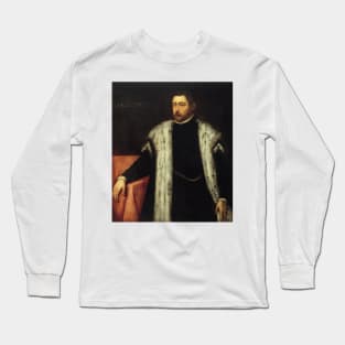 Twenty-five year old Youth with Fur-lined Coat by Tintoretto Long Sleeve T-Shirt